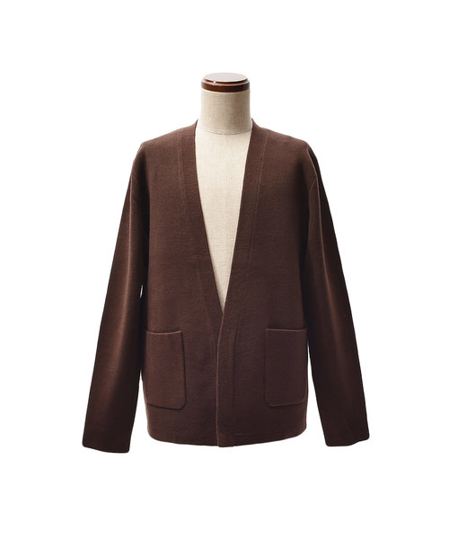 MinoriTY（マイノリティ）の「ダブルフェイスボタン無カーディガン ノーカラー（カーディガン/ボレロ・メンズ・ブラック/ネイビー/ブラウン/オフホワイト/杢グレー・M/L）」の13枚目の写真