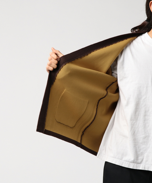 MinoriTY（マイノリティ）の「ダブルフェイスボタン無カーディガン ノーカラー（カーディガン/ボレロ・メンズ・ブラック/ネイビー/ブラウン/オフホワイト/杢グレー・M/L）」の14枚目の写真