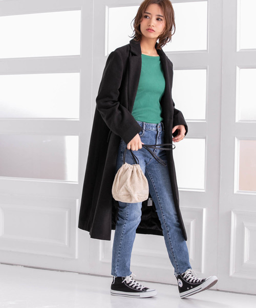 Edit Sheen(エディットシーン)の「コーデュロイ巾着バッグ(ハンドバッグ・レディース・ベージュ/グレー・FREE)」の8枚目の写真