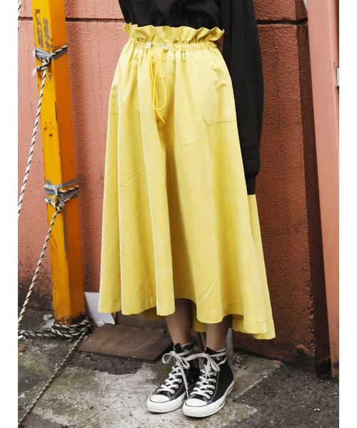 jouetie（ジュエティ）の「ドローコードミディスカート（スカート・レディース・ブラック/イエロー/ブルー/カーキ・MEDIUM）」の4枚目の写真