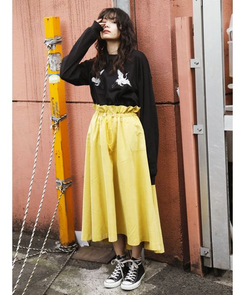 jouetie（ジュエティ）の「ドローコードミディスカート（スカート・レディース・ブラック/イエロー/ブルー/カーキ・MEDIUM）」の19枚目の写真