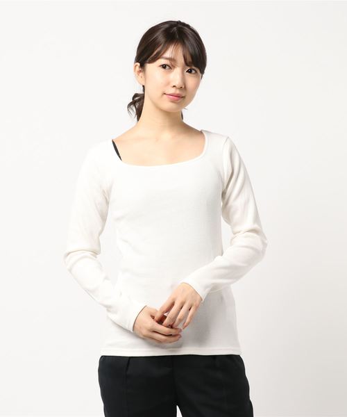 LOWRYS FARM(ローリーズファーム)の「リブスクエアタイトLS 831696(Tシャツ/カットソー・レディース・キャメル/オフホワイト/ブルー/ブラック・MEDIUM/LARGE)」の17枚目の写真