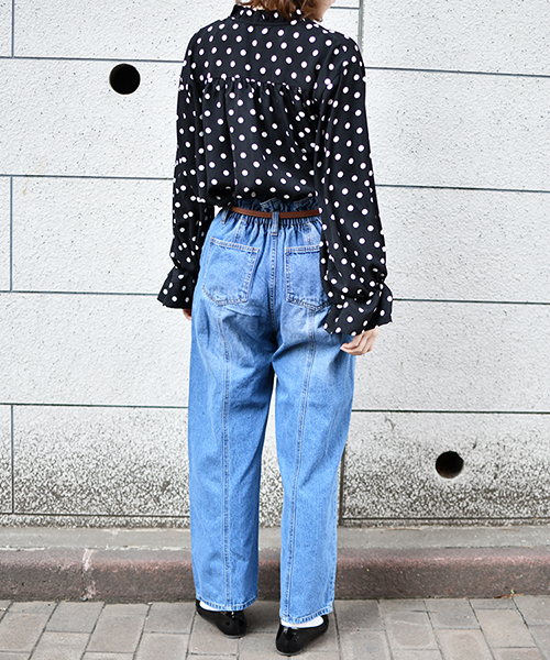 PairPair（ペアペア）の「ハイウエストワイドデニム（デニムパンツ・レディース・ブラック/サックスブルー・MEDIUM/SMALL/LARGE）」の10枚目の写真