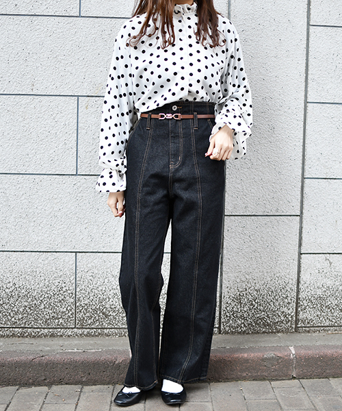 PairPair（ペアペア）の「ハイウエストワイドデニム（デニムパンツ・レディース・ブラック/サックスブルー・MEDIUM/SMALL/LARGE）」の15枚目の写真