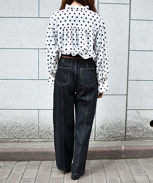 PairPair（ペアペア）の「ハイウエストワイドデニム（デニムパンツ・レディース・ブラック/サックスブルー・MEDIUM/SMALL/LARGE）」の7枚目の写真