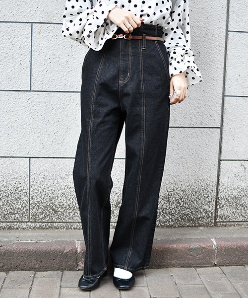 PairPair（ペアペア）の「ハイウエストワイドデニム（デニムパンツ・レディース・ブラック/サックスブルー・MEDIUM/SMALL/LARGE）」の13枚目の写真