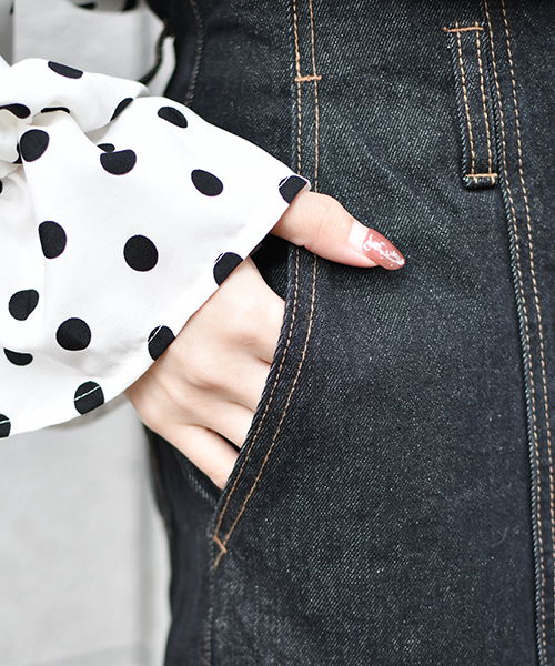 PairPair（ペアペア）の「ハイウエストワイドデニム（デニムパンツ・レディース・ブラック/サックスブルー・MEDIUM/SMALL/LARGE）」の5枚目の写真