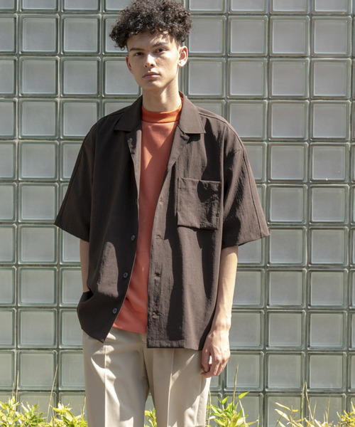 MAISON SPECIAL(メゾンスペシャル)の「リネンライクドライエステルオーバーサイズオープンカラーシャツ【MAISON SPECIAL/メゾンスペシャル】(シャツ/ブラウス・メンズ・ブラック/ネイビー/ブラウン・44/46/48)」の3枚目の写真