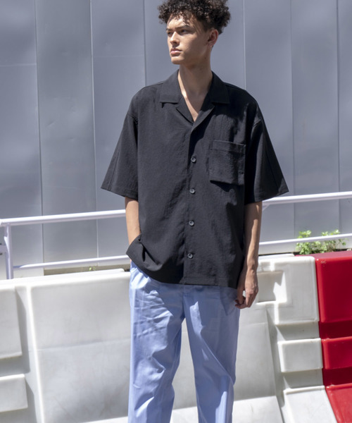 MAISON SPECIAL(メゾンスペシャル)の「リネンライクドライエステルオーバーサイズオープンカラーシャツ【MAISON SPECIAL/メゾンスペシャル】(シャツ/ブラウス・メンズ・ブラック/ネイビー/ブラウン・44/46/48)」の7枚目の写真