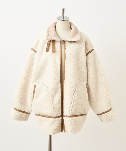 one after another NICE CLAUP(ワンアフターアナザーナイスクラップ)の「リバーシブルボンバージャケット(ダッフルコート・レディース・アイボリー/キャメル・FREE)」の7枚目の写真