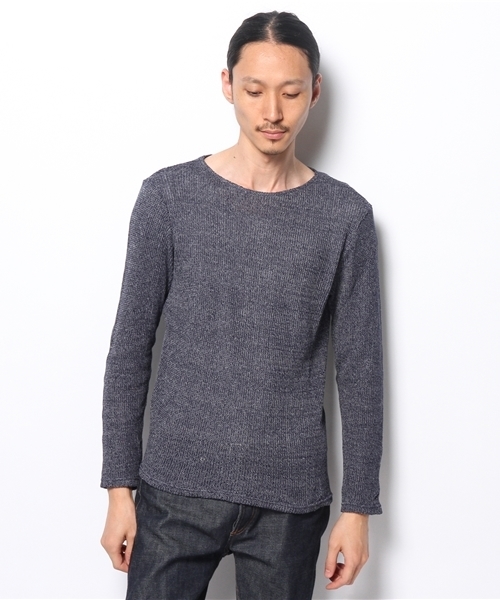 BEAMS LIGHTS Men's（ビームスライツ メンズ）の「◎BEAMS LIGHTS / メランジボートネックニット（ニット/セーター・メンズ・オフホワイト/ネイビー・SMALL/X-LARGE/LARGE/MEDIUM）」の2枚目の写真