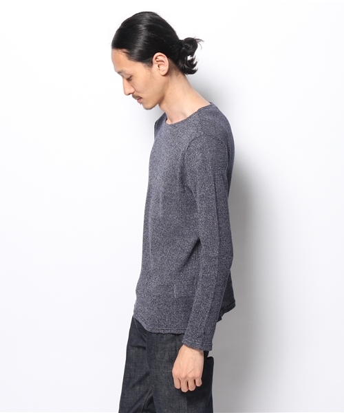BEAMS LIGHTS Men's（ビームスライツ メンズ）の「◎BEAMS LIGHTS / メランジボートネックニット（ニット/セーター・メンズ・オフホワイト/ネイビー・SMALL/X-LARGE/LARGE/MEDIUM）」の3枚目の写真