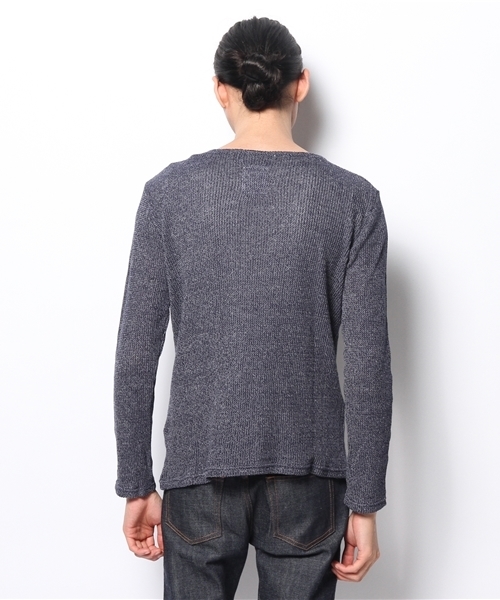 BEAMS LIGHTS Men's（ビームスライツ メンズ）の「◎BEAMS LIGHTS / メランジボートネックニット（ニット/セーター・メンズ・オフホワイト/ネイビー・SMALL/X-LARGE/LARGE/MEDIUM）」の4枚目の写真