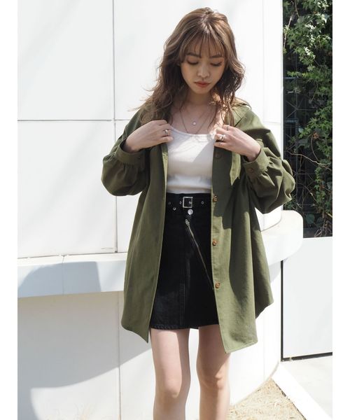 EVRIS（エヴリス）の「リネンライクルーズシャツジャケット（テーラードジャケット・レディース・ホワイト/ブラウン/カーキ・FREE）」の14枚目の写真