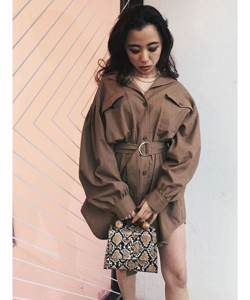 EVRIS（エヴリス）の「リネンライクルーズシャツジャケット（テーラードジャケット・レディース・ホワイト/ブラウン/カーキ・FREE）」の12枚目の写真