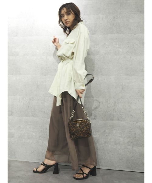 EVRIS（エヴリス）の「リネンライクルーズシャツジャケット（テーラードジャケット・レディース・ホワイト/ブラウン/カーキ・FREE）」の22枚目の写真