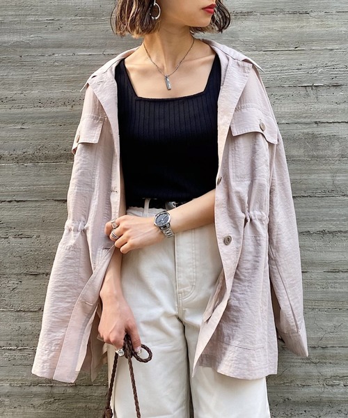 PAGEBOY（ページボーイ）の「ライトミリタリーシャツジャケット（ミリタリージャケット・レディース・チャコールグレー/ベージュ/カーキ/ブラック系その他・FREE）」の5枚目の写真