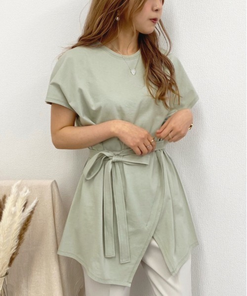 apres jour mignon（アプレジュールミニョン）の「アシメデザインTシャツ【ZOZOTOWN限定アイテム】（Tシャツ/カットソー・レディース・オフホワイト/その他/ミント・フリー）」の13枚目の写真