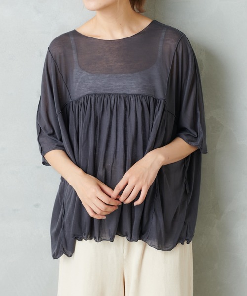 PUAL CE CIN(ピュアルセシン)の「シアーハギテンセルTシャツ(Tシャツ/カットソー・レディース・ブラック/ベージュ/グレー・FREE)」の20枚目の写真