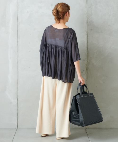 PUAL CE CIN(ピュアルセシン)の「シアーハギテンセルTシャツ(Tシャツ/カットソー・レディース・ブラック/ベージュ/グレー・FREE)」の14枚目の写真