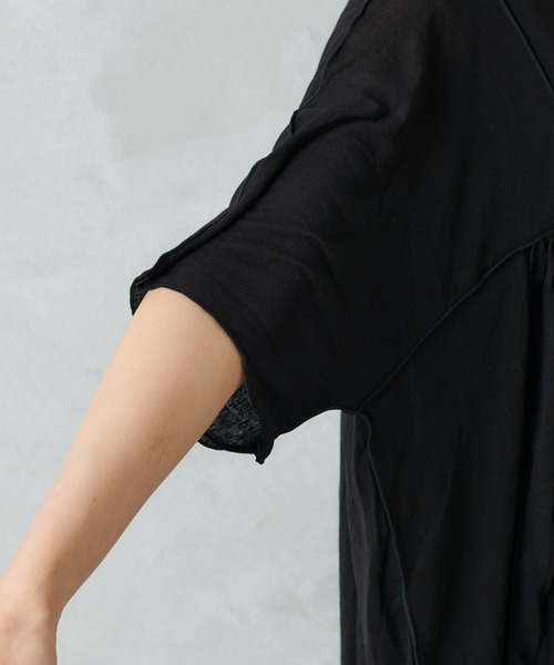 PUAL CE CIN(ピュアルセシン)の「シアーハギテンセルTシャツ(Tシャツ/カットソー・レディース・ブラック/ベージュ/グレー・FREE)」の7枚目の写真