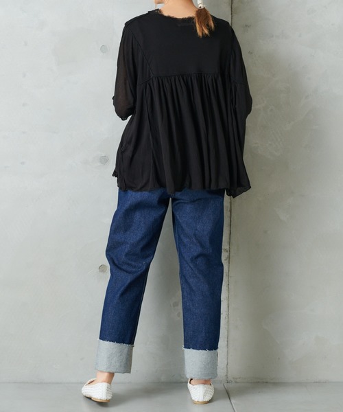 PUAL CE CIN(ピュアルセシン)の「シアーハギテンセルTシャツ(Tシャツ/カットソー・レディース・ブラック/ベージュ/グレー・FREE)」の12枚目の写真