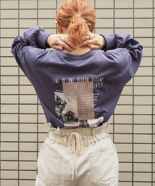 tiptop(ティップトップ)の「レタリングプリントロンT(Tシャツ/カットソー・レディース・オフホワイト/ブラック/サックスブルー/ブルー/パープル/ホワイト系その他/ホワイト系その他2/ブラック系その他/ブラック系その他2・FREE)」の8枚目の写真