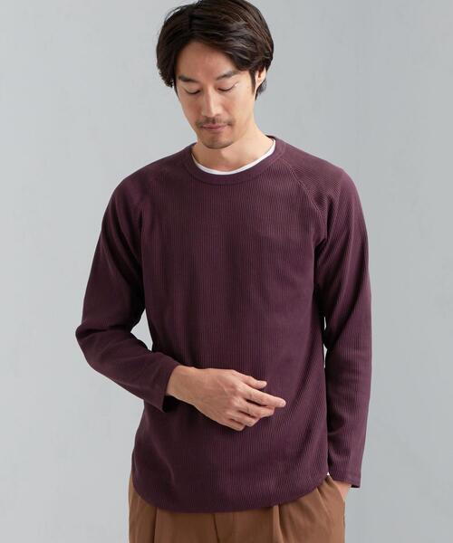 green label relaxing(グリーンレーベルリラクシング)の「SC ドライワッフル クルーネック 長袖 カットソー < 機能性生地 / 吸水速乾 > #(Tシャツ/カットソー・メンズ・モカ/ブラック/グレー/ホワイト/ワインレッド・XX-LARGE/LARGE/X-LARGE/X-SMALL/MEDIUM/SMALL)」の5枚目の写真