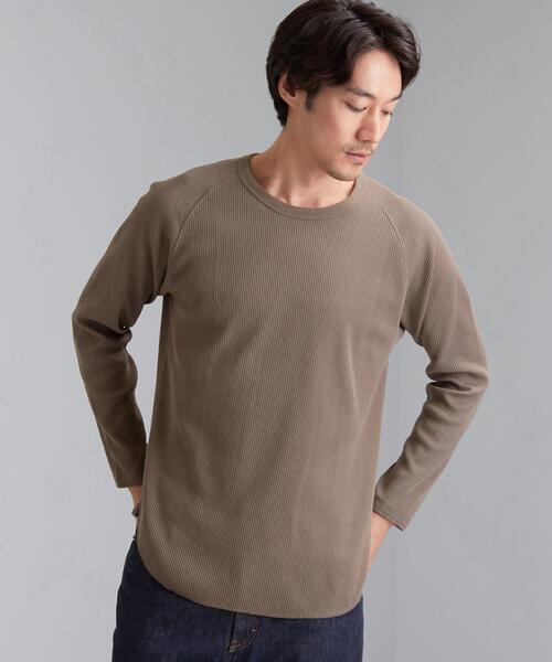 green label relaxing(グリーンレーベルリラクシング)の「SC ドライワッフル クルーネック 長袖 カットソー < 機能性生地 / 吸水速乾 > #(Tシャツ/カットソー・メンズ・モカ/ブラック/グレー/ホワイト/ワインレッド・XX-LARGE/LARGE/X-LARGE/X-SMALL/MEDIUM/SMALL)」の16枚目の写真