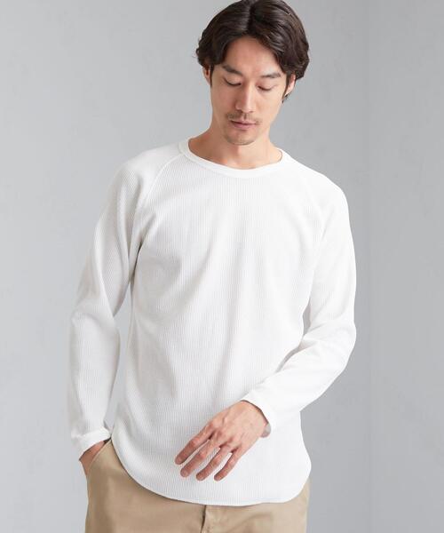 green label relaxing(グリーンレーベルリラクシング)の「SC ドライワッフル クルーネック 長袖 カットソー < 機能性生地 / 吸水速乾 > #(Tシャツ/カットソー・メンズ・モカ/ブラック/グレー/ホワイト/ワインレッド・XX-LARGE/LARGE/X-LARGE/X-SMALL/MEDIUM/SMALL)」の17枚目の写真