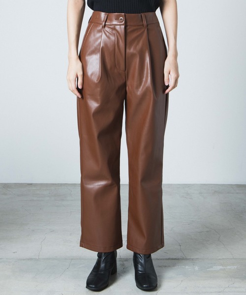 WEGO（ウィゴー）の「WEGO/【セットアップ対応商品】フェイクレザータックパンツ（スラックス・レディース・ブラウン/ブラック・FREE）」の15枚目の写真