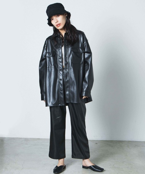 WEGO（ウィゴー）の「WEGO/【セットアップ対応商品】フェイクレザータックパンツ（スラックス・レディース・ブラウン/ブラック・FREE）」の7枚目の写真