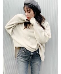 【ZOZO限定】Vカットフードニットトップス