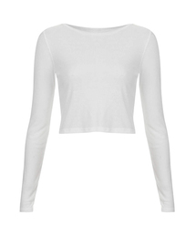 TOPSHOP | LONG SLEEVE SKINNY RIB CROP TOP/ロングスリーブ スキニー リブクロップ トップ(Tシャツ/カットソー)