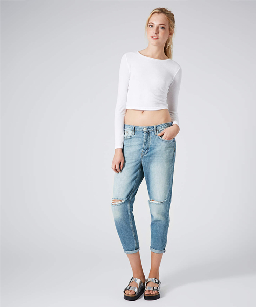 TOPSHOP（トップショップ）の「LONG SLEEVE SKINNY RIB CROP TOP/ロングスリーブ スキニー リブクロップ トップ（Tシャツ/カットソー・レディース・ホワイト・6/10/12/8）」の6枚目の写真