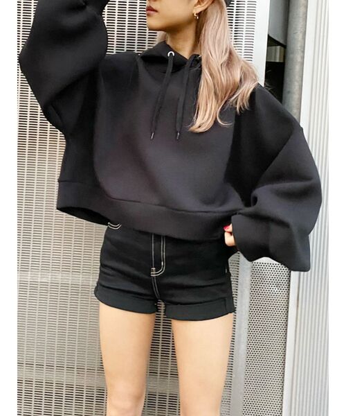 GYDA（ジェイダ）の「ポンチショートパーカー（パーカー・レディース・ブラック/オフホワイト/ベージュ・FREE）」の8枚目の写真