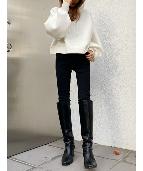 GYDA（ジェイダ）の「ポンチショートパーカー（パーカー・レディース・ブラック/オフホワイト/ベージュ・FREE）」の9枚目の写真