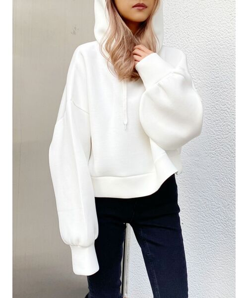 GYDA（ジェイダ）の「ポンチショートパーカー（パーカー・レディース・ブラック/オフホワイト/ベージュ・FREE）」の11枚目の写真