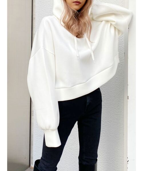 GYDA（ジェイダ）の「ポンチショートパーカー（パーカー・レディース・ブラック/オフホワイト/ベージュ・FREE）」の12枚目の写真