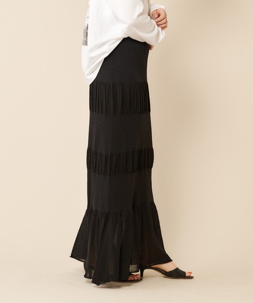 SHENERY（シーナリー）の「レーヨン混ティアードニットスカート（スカート・レディース・ブラック/ライトグレー/イエロー・FREE）」の11枚目の写真