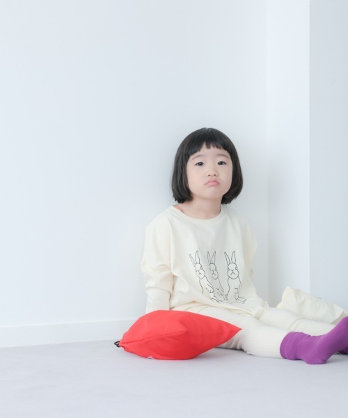LOWRYS FARM(ローリーズファーム)の「monmimiコラボロンT 934527(Tシャツ/カットソー・キッズ・チャコールグレー/ブルー/アイボリー・35/34/31/32/33)」の4枚目の写真