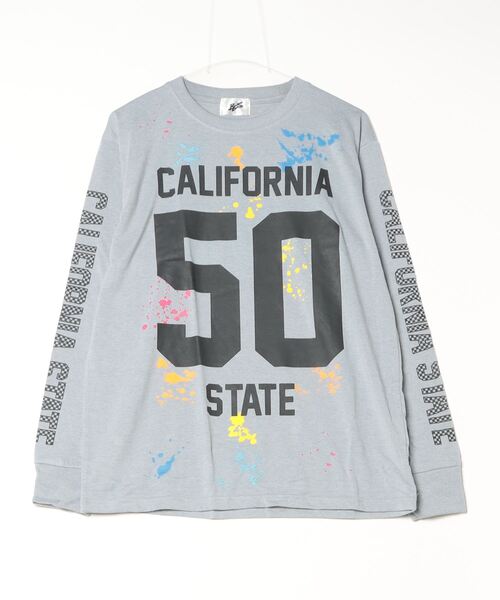 Bling Leads(ブリングリーズ)の「16/- 天竺 カリフォルニア カレッジテイスト プリント クルーネック ロング Tシャツ(Tシャツ/カットソー・メンズ・ホワイト/ブラック/杢グレー・M/L)」の3枚目の写真