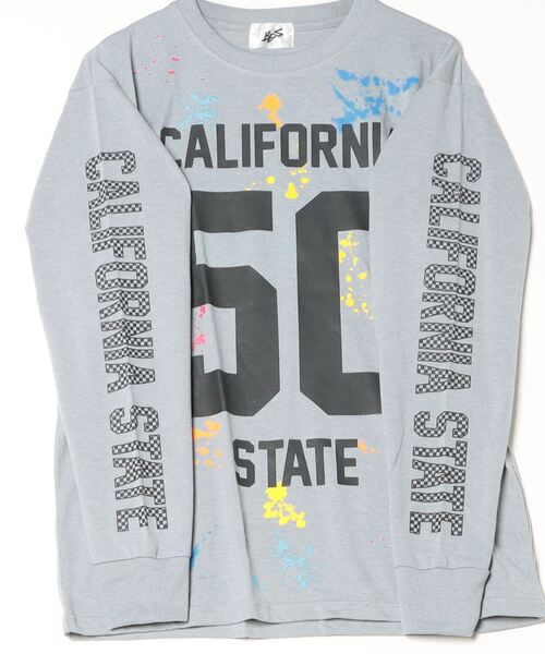 Bling Leads(ブリングリーズ)の「16/- 天竺 カリフォルニア カレッジテイスト プリント クルーネック ロング Tシャツ(Tシャツ/カットソー・メンズ・ホワイト/ブラック/杢グレー・M/L)」の5枚目の写真