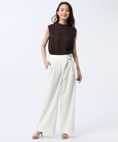 UNTITLED（アンタイトル）の「◆【洗える】テンダーリノストレッチワイドパンツ（その他パンツ・レディース・ネイビー/ライトグリーン/ライトベージュ/ホワイト系/ブラウン系その他/ベージュ系9・00/01/02/03/99）」の12枚目の写真