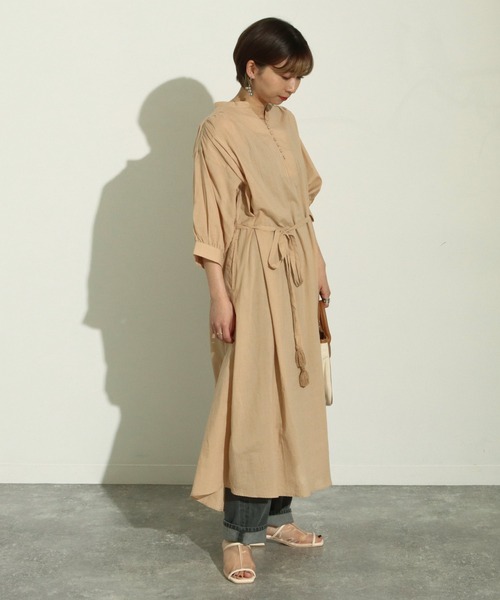 Factor=（ファクターイコール）の「キャンブリックギャザーワンピース（シャツワンピース・レディース・パープル/ブラック/ベージュ/ターコイズブルー・FREE）」の11枚目の写真