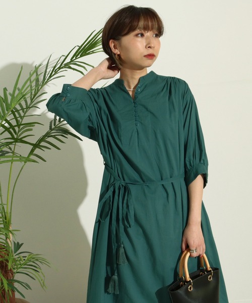 Factor=（ファクターイコール）の「キャンブリックギャザーワンピース（シャツワンピース・レディース・パープル/ブラック/ベージュ/ターコイズブルー・FREE）」の16枚目の写真