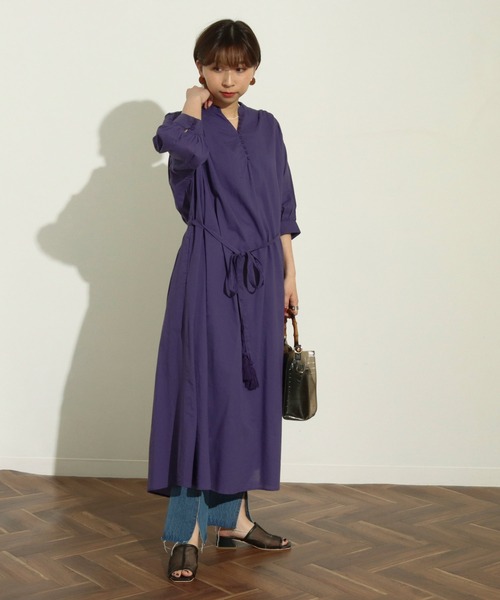 Factor=（ファクターイコール）の「キャンブリックギャザーワンピース（シャツワンピース・レディース・パープル/ブラック/ベージュ/ターコイズブルー・FREE）」の18枚目の写真