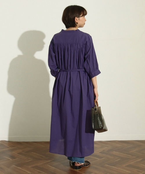 Factor=（ファクターイコール）の「キャンブリックギャザーワンピース（シャツワンピース・レディース・パープル/ブラック/ベージュ/ターコイズブルー・FREE）」の19枚目の写真
