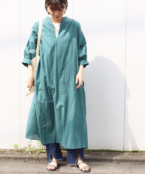 Factor=（ファクターイコール）の「キャンブリックギャザーワンピース（シャツワンピース・レディース・パープル/ブラック/ベージュ/ターコイズブルー・FREE）」の21枚目の写真