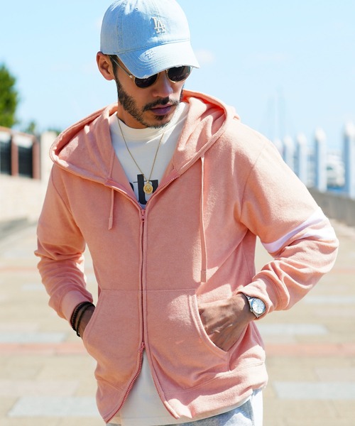 jiggys shop（ジギーズショップ）の「接触冷感 UVカット サマーパイル  ジップアップパーカー フーディー（パーカー・メンズ・グレイッシュベージュ/ブルー系その他2/ネイビー/ホワイト系その他/ブラック系その他/ホワイト/ホワイト系その他2/インディゴブルー/ブルー系その他/ブラック/ホワイト系その他3/ブラック系その他3/ブルー系その他3/ホワイト系その他4/ブラック系その他4/グレー系その他/イエロー/ブラック系その他5/ピンク系その他/ブルー系その他4・LARGE/MEDIUM/X-LARGE）」の20枚目の写真